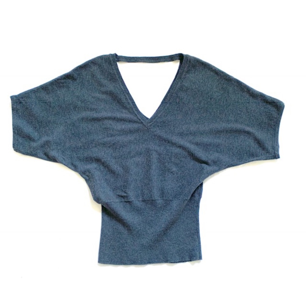 White House Black Market Gray V Neck Sweater